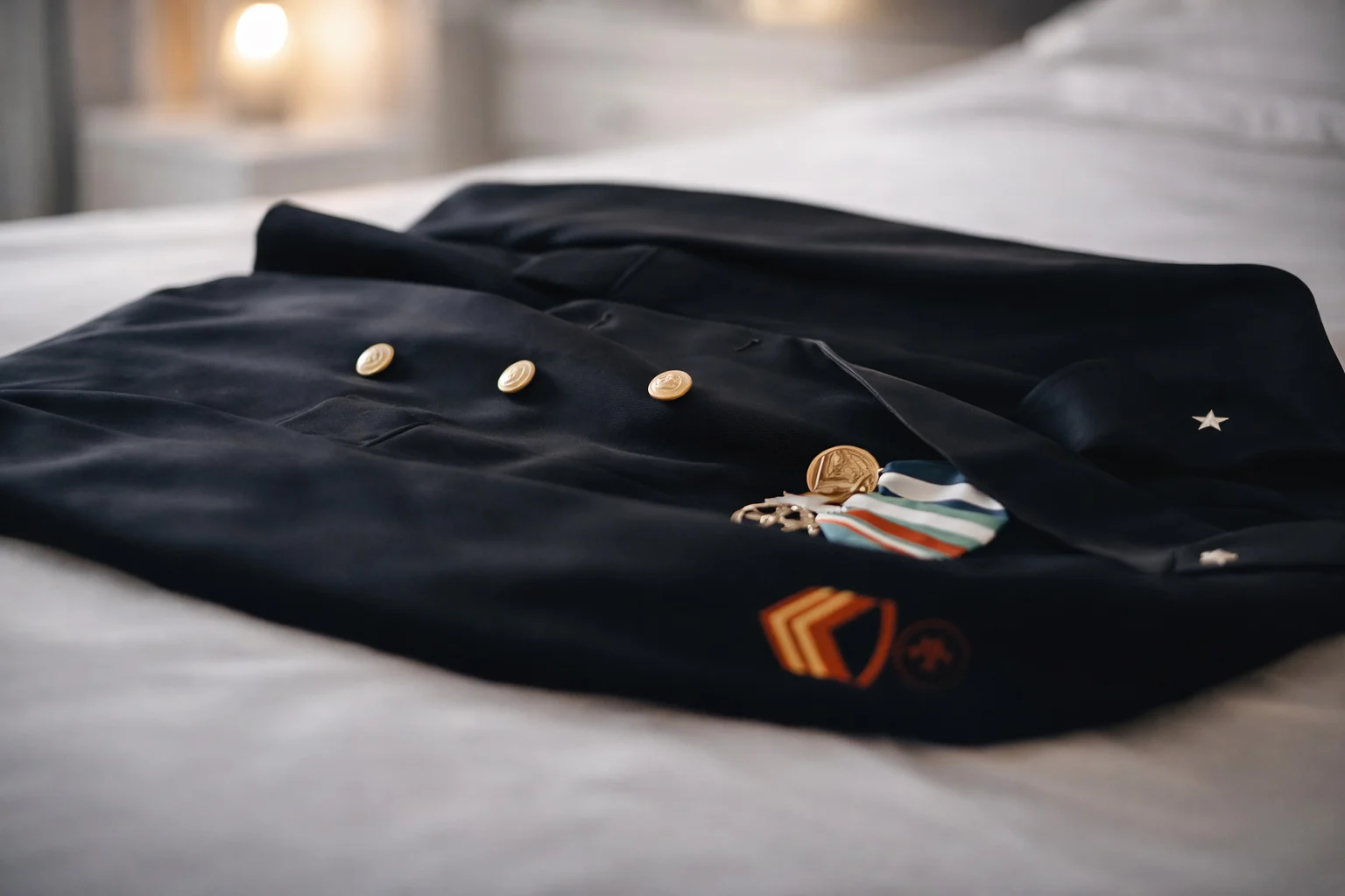 Meaningful groom uniform and medals photographed during a wedding day in Bochum, NRW. Story-driven wedding photography across Germany.